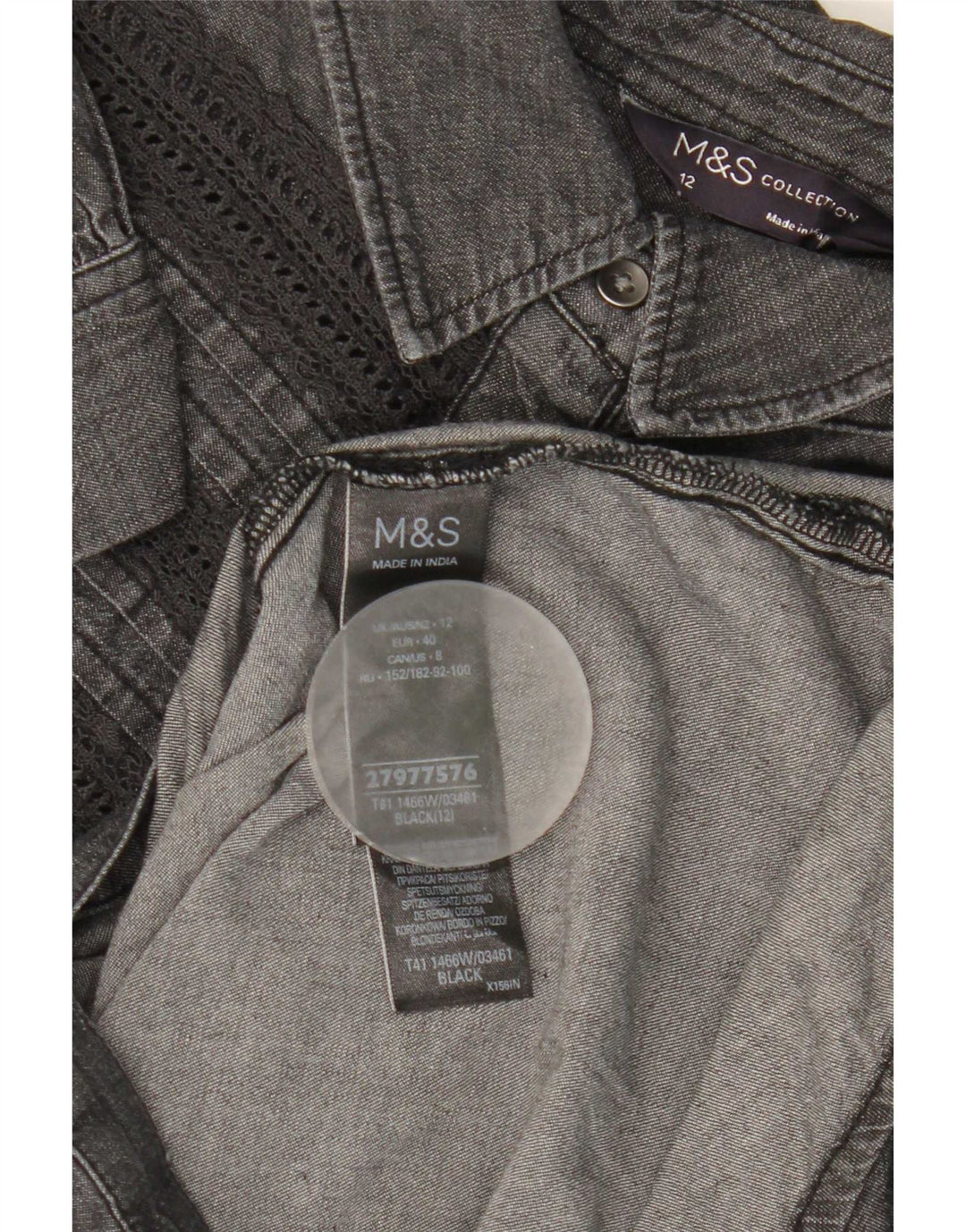 Camicia di jeans da donna Marks & Spencer UK 12 Cotone a righe nere medie