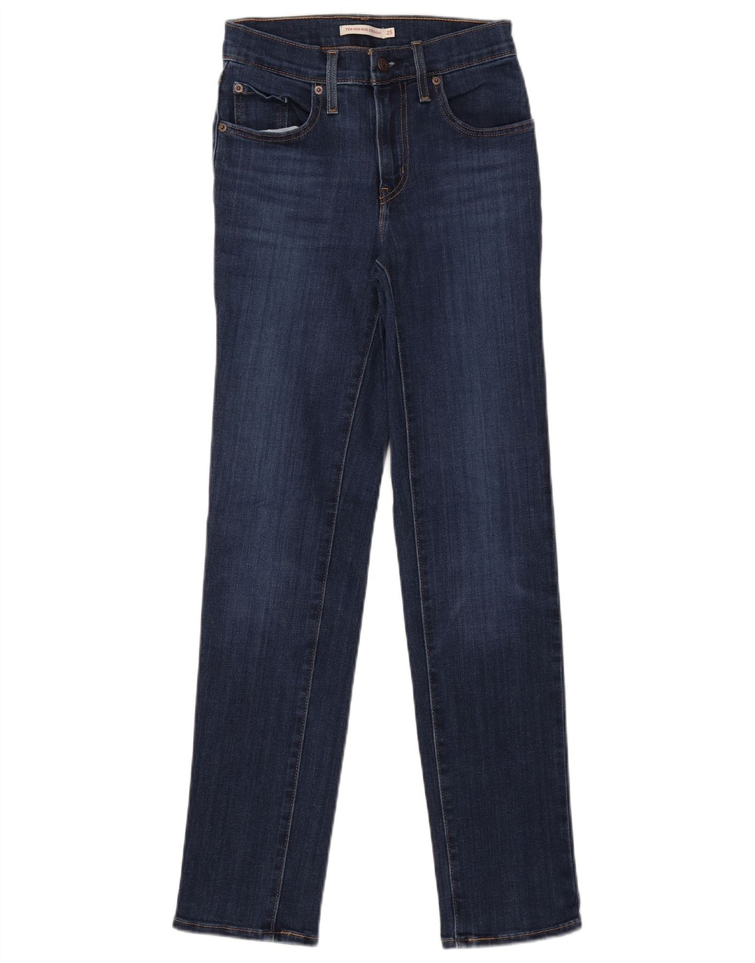 Jeans dritti a vita alta Levi's 724 da donna W25 L32 cotone blu navy