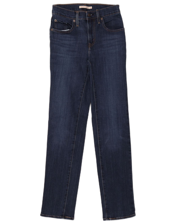 Jeans dritti a vita alta Levi's 724 da donna W25 L32 cotone blu navy