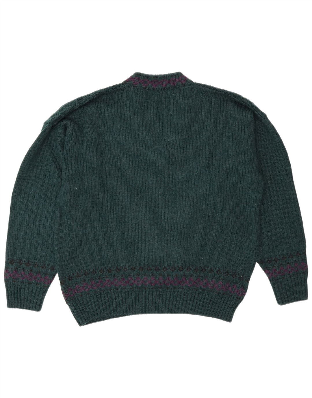 Maglione vintage da uomo con scollo a V IT 50 lana verde medio
