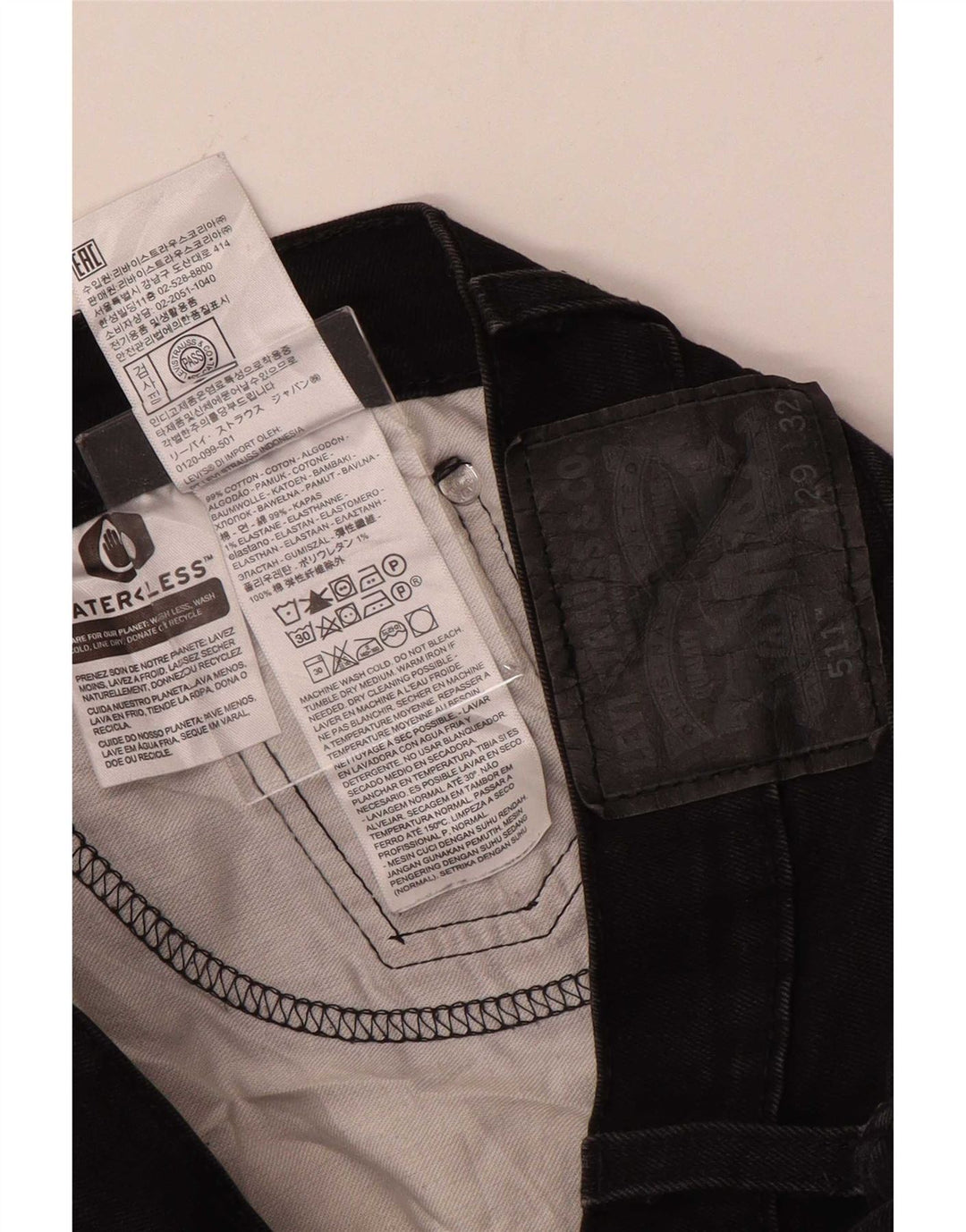 Jeans Levi's Uomo 511 Slim W29 L32 Cotone Nero