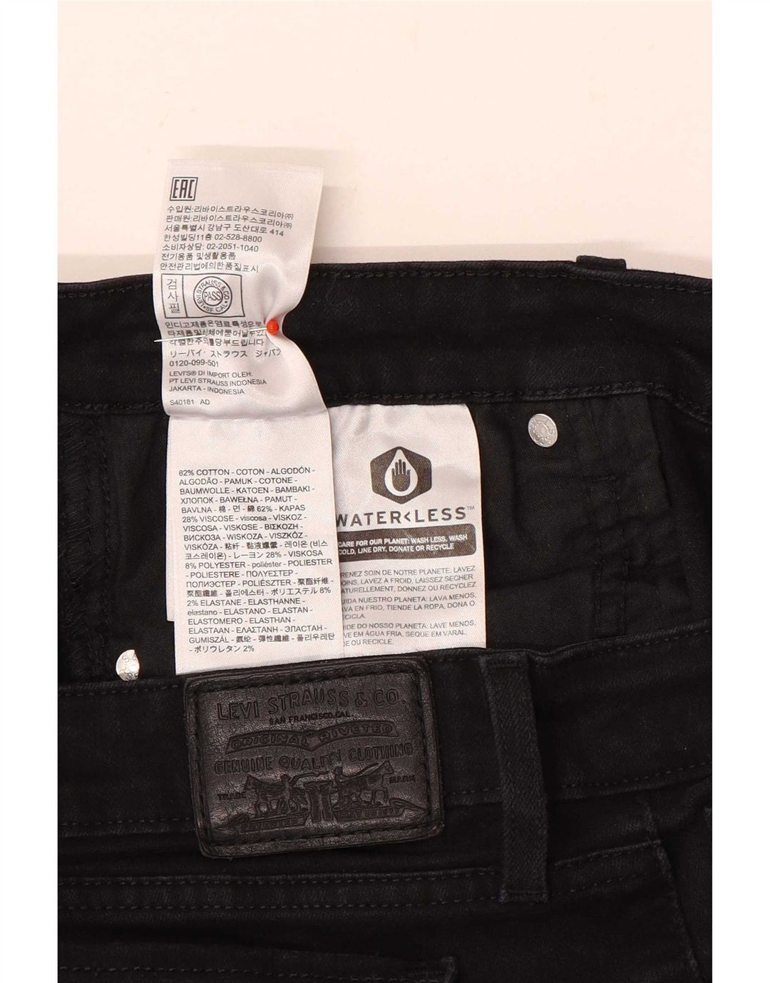Jeans slim da donna Levi's W32 L26 cotone nero