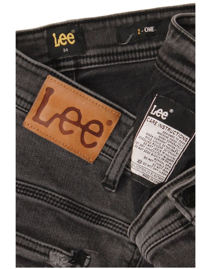 Jeans skinny effetto invecchiato Lee da uomo W34 L30 cotone grigio