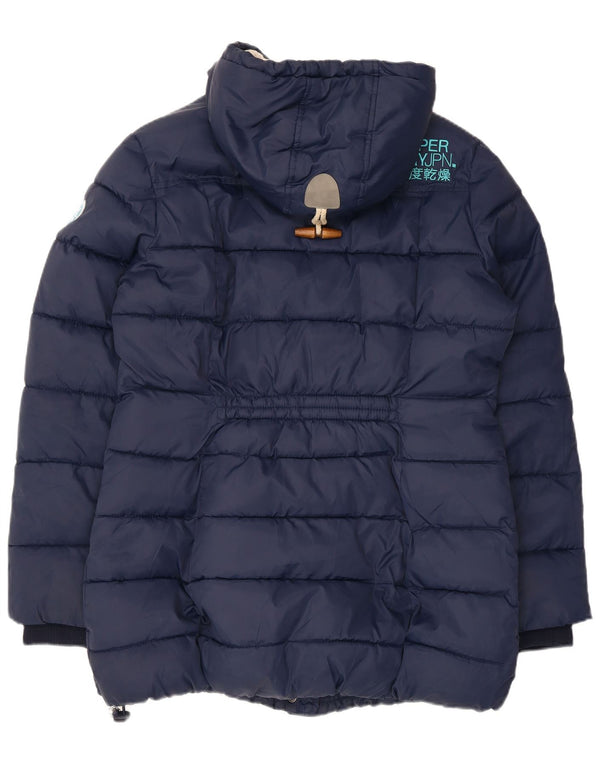 Giacca imbottita in sherpa con cappuccio da donna Superdry UK 18 XL poliestere blu navy