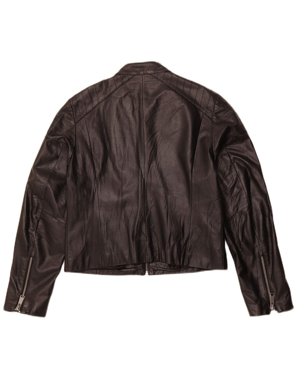 Giacca in pelle corta da donna H&M UK 16 grande in pelle nera