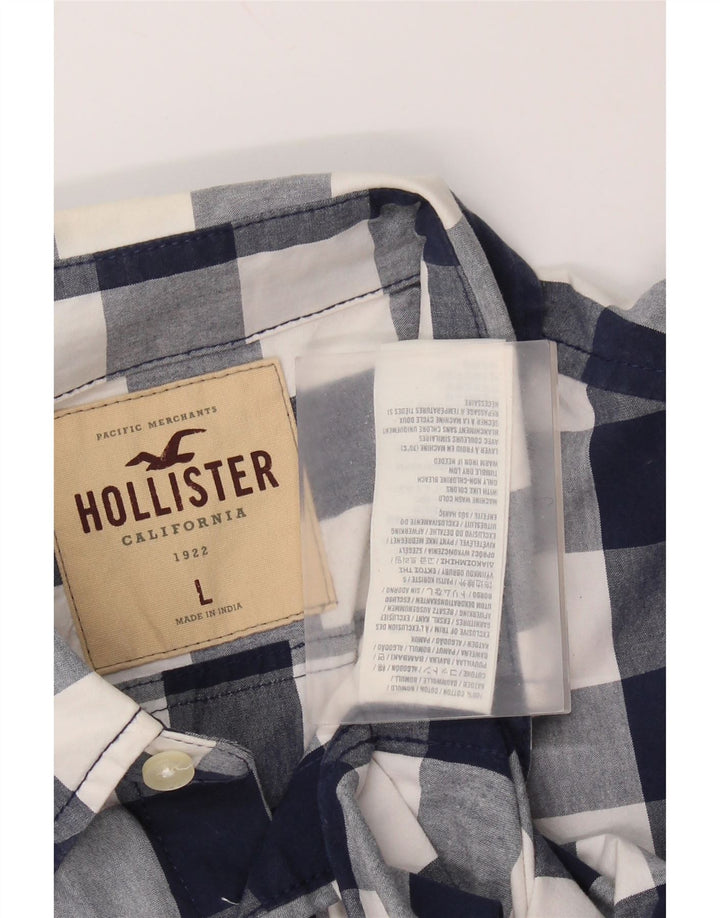 Camicia Hollister da uomo grande in cotone a quadretti blu navy
