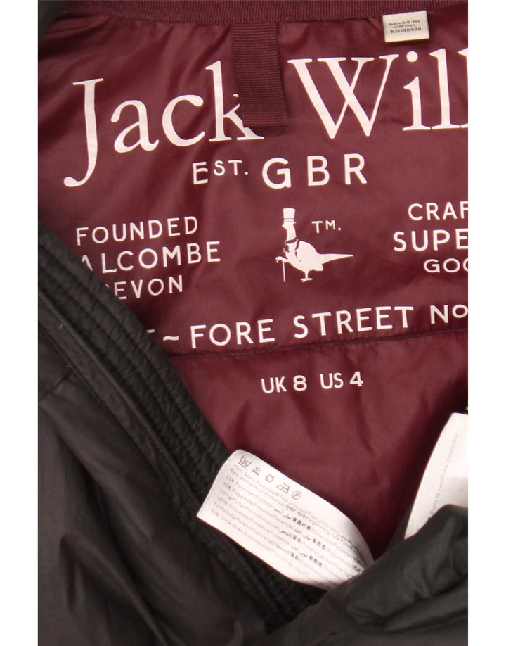 Cappotto imbottito con cappuccio da donna Jack Wills UK 8 piccolo poliestere grigio