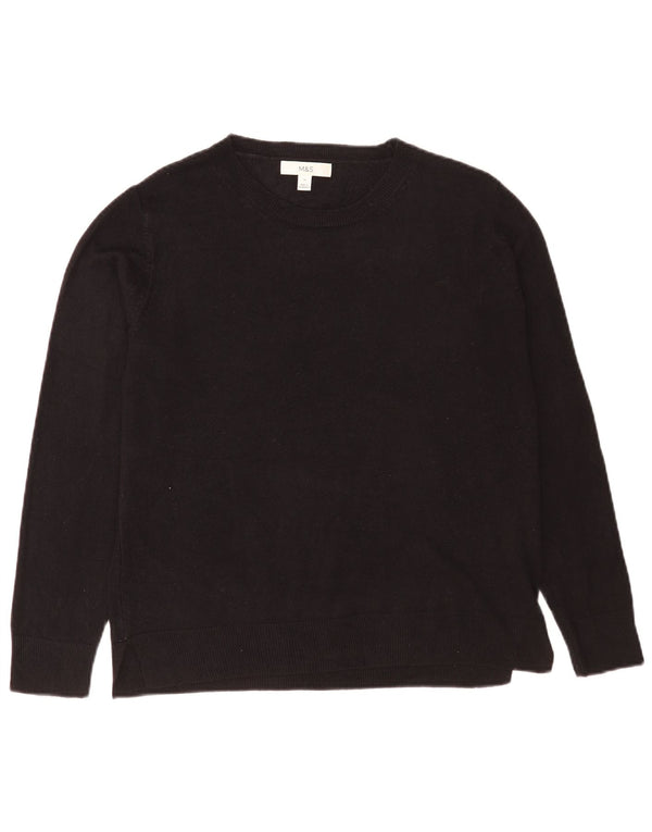 Maglione maglione girocollo da donna Marks & Spencer UK 16 grande acrilico nero