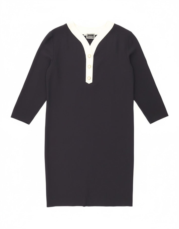 LUISA SPAGNOLI Womens 3/4 Sleeve Basic Dress IT 48 XL Navy Blue Vintage Luisa Spagnoli and Second-Hand Luisa Spagnoli from Messina Hembry 