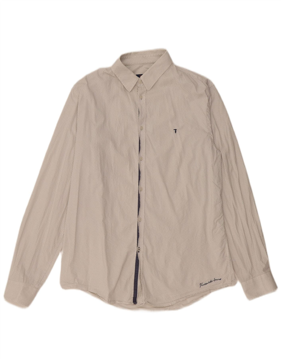 Camicia Trussardi Jeans Uomo Slim Fit Fantasia Astratta Cotone Bianco Medio