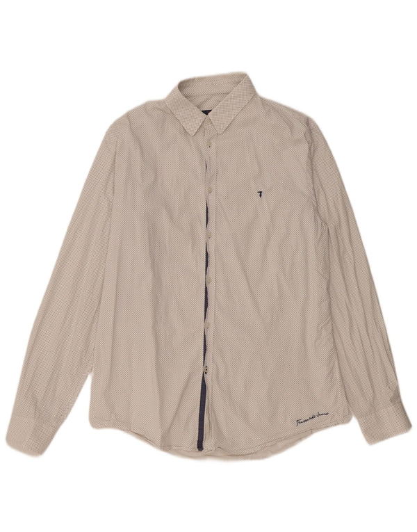 Camicia Trussardi Jeans Uomo Slim Fit Fantasia Astratta Cotone Bianco Medio