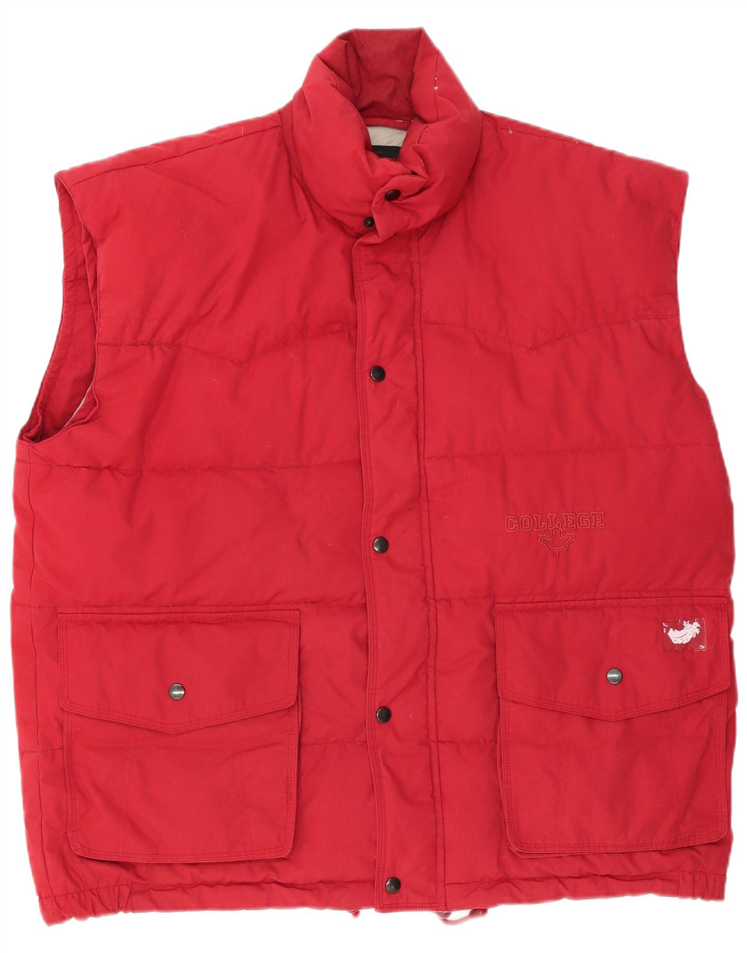 Gilet imbottito da uomo vintage UK 40 grande poliestere rosso