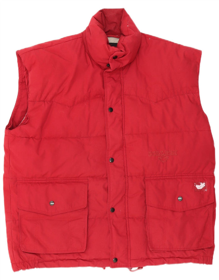 Gilet imbottito da uomo vintage UK 40 grande poliestere rosso