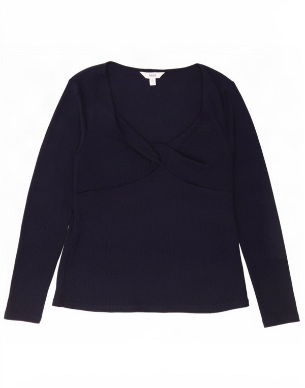 Camicetta a maniche lunghe da donna Marks & Spencer UK 16 Large Blu Navy