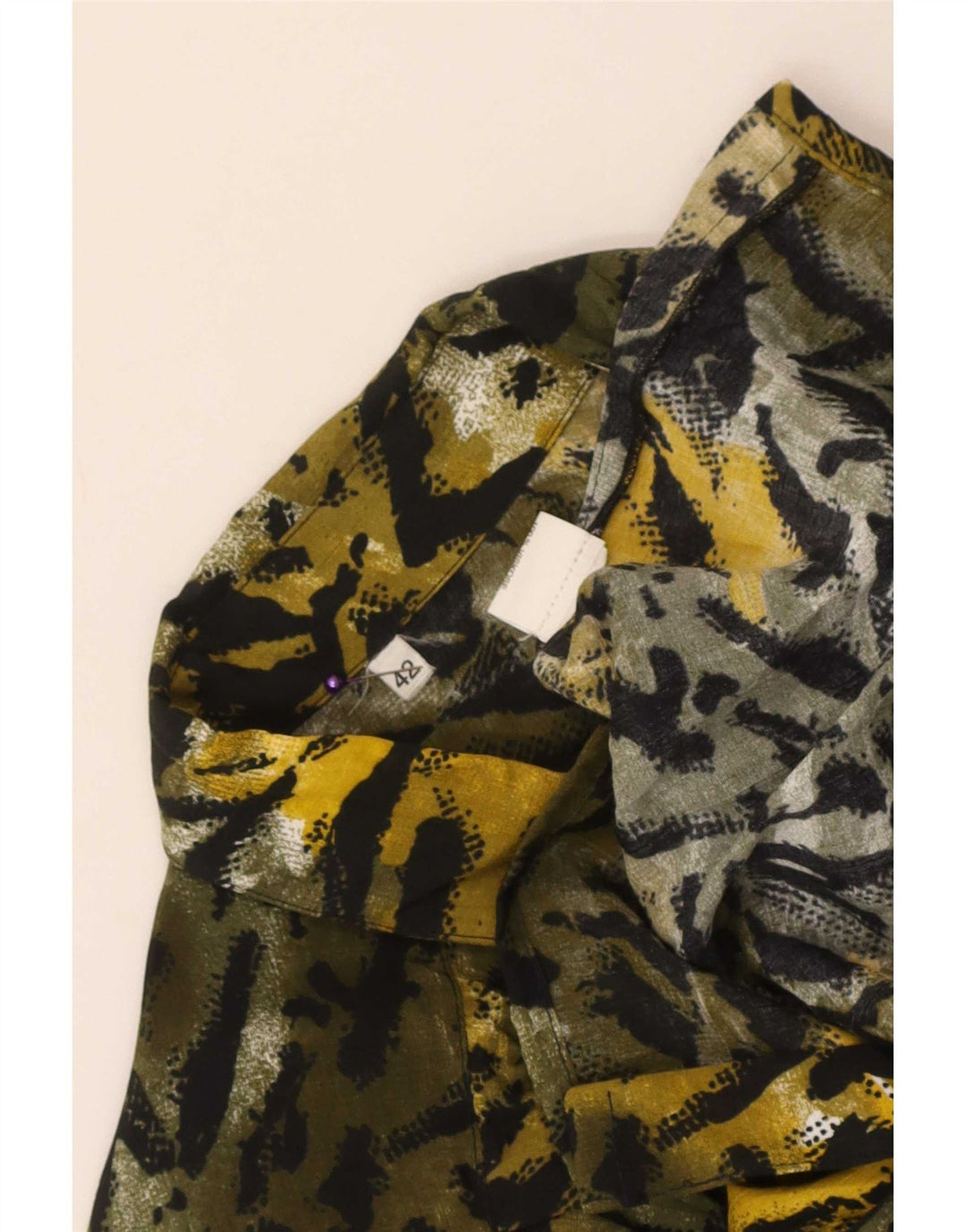 Camicia vintage da donna EU 42 grande viscosa con stampa animalier multicolore