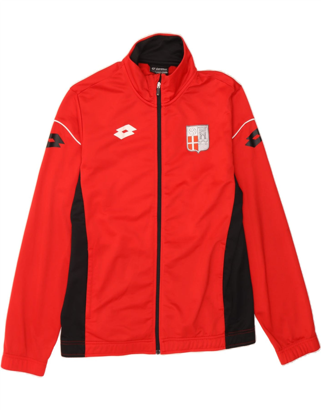 LOTTO Mens Tracksuit Top Jacket Large Red Colourblock Polyester Vintage Lotto and Second-Hand Lotto from Messina Hembry 