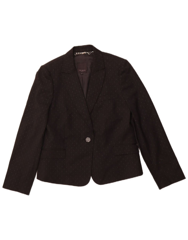 Giacca blazer da donna a 1 bottone TED BAKER taglia 4 grande nera maculata