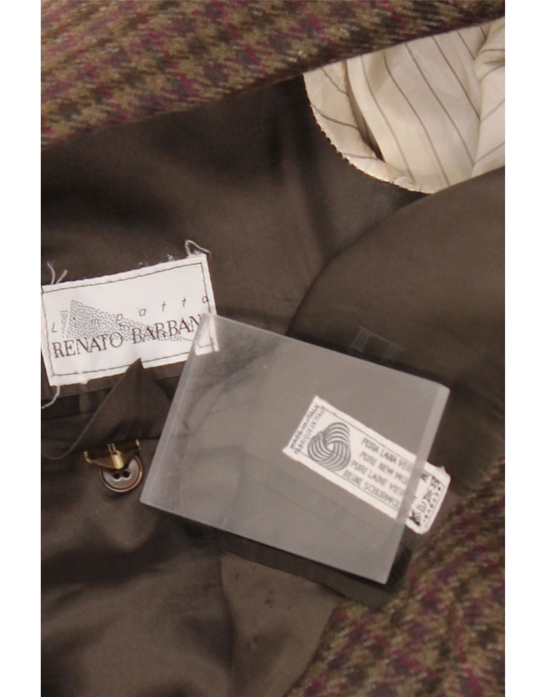 RENATO BARBANO Giacca blazer da uomo a 2 bottoni UK 40 grande quadretto marrone