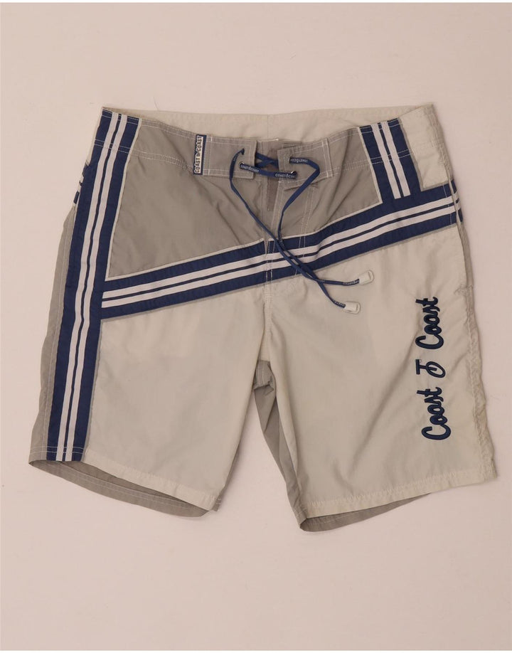 Pantaloncini da bagno grafici da uomo Coast in poliammide color block grigio medio