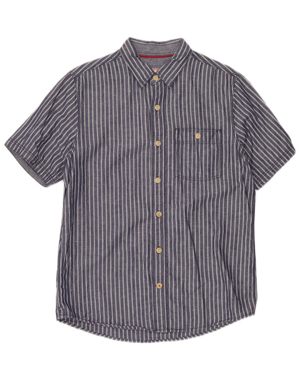 Camicia a maniche corte da uomo Fat Face piccola in cotone a righe blu