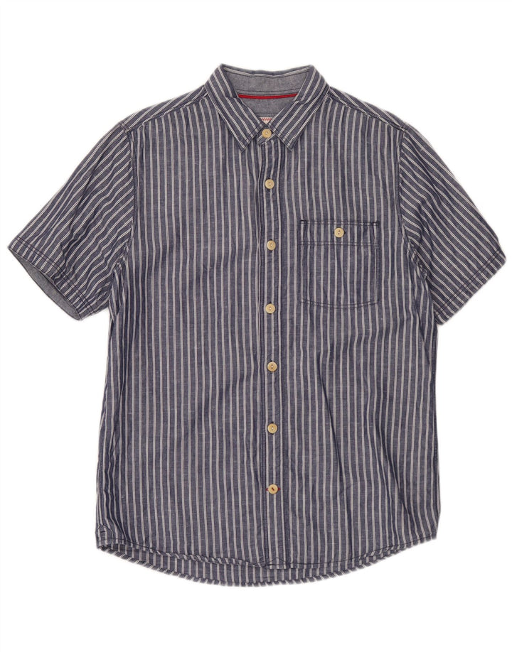 Camicia a maniche corte da uomo Fat Face piccola in cotone a righe blu