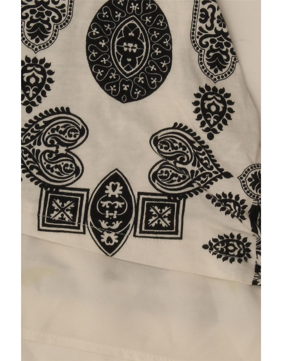 Desigual Donna Camicetta Asimmetrica Top UK 12 Cotone Paisley Bianco Medio
