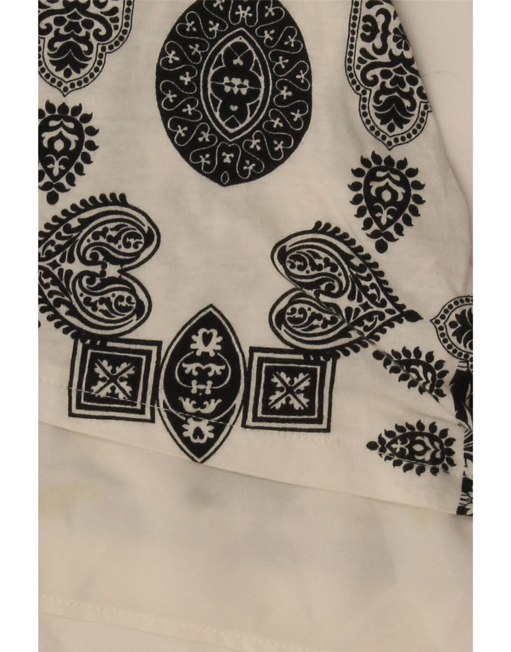 Desigual Donna Camicetta Asimmetrica Top UK 12 Cotone Paisley Bianco Medio