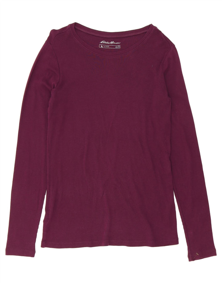 EDDIE BAUER Womens Top Long Sleeve UK 12 Medium Burgundy Cotton Vintage Eddie Bauer and Second-Hand Eddie Bauer from Messina Hembry 