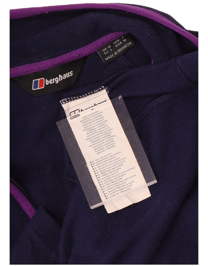 Maglione in pile da donna Berghaus con zip e collo UK 10 piccolo poliestere viola