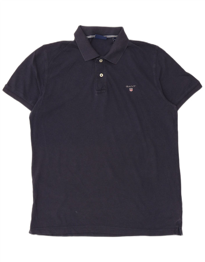 Polo da uomo Gant in cotone blu navy medio