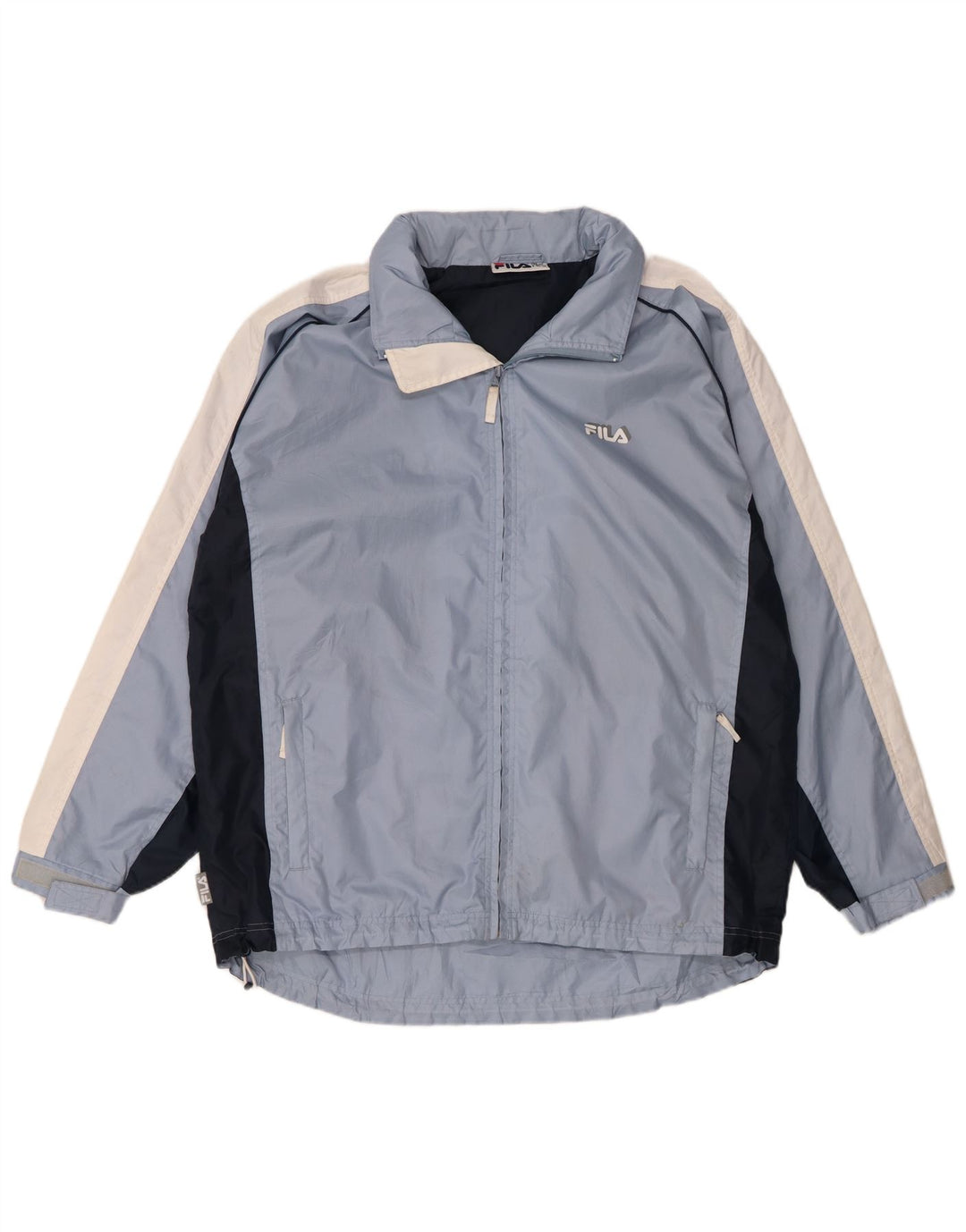 Giacca a vento con cappuccio da uomo Fila UK 40 Large in nylon color block blu