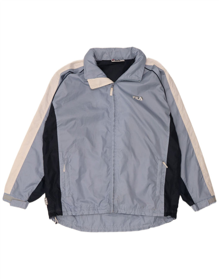 Giacca a vento con cappuccio da uomo Fila UK 40 Large in nylon color block blu