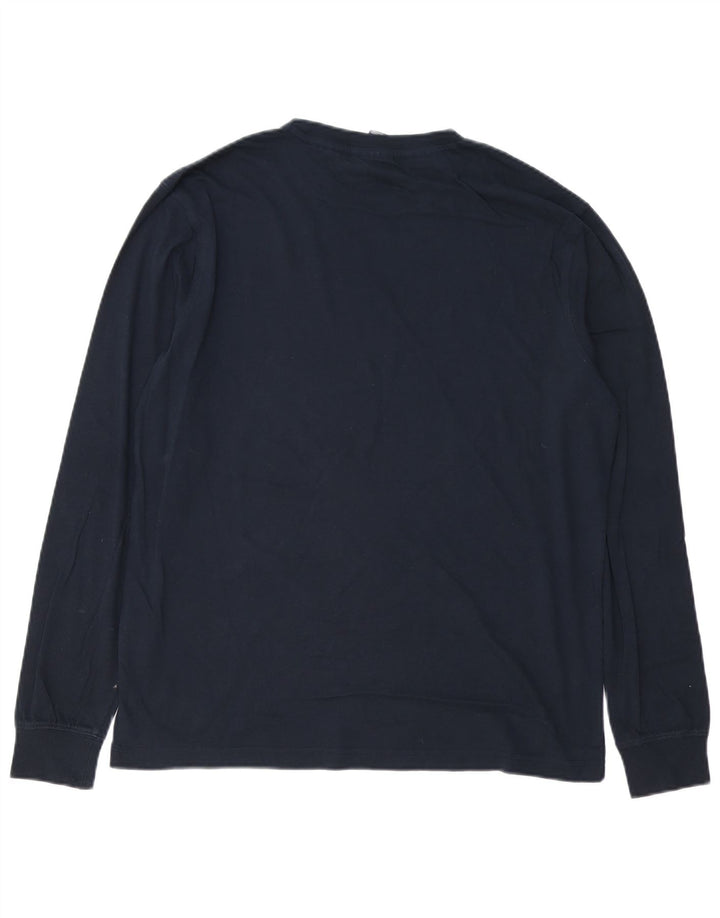 CHAMPION Top grafico da uomo a maniche lunghe grande in cotone blu navy