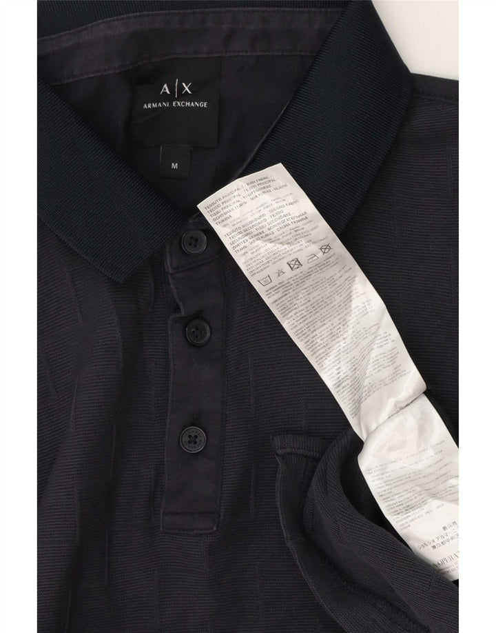 Polo da uomo Armani Exchange in cotone geometrico blu navy medio
