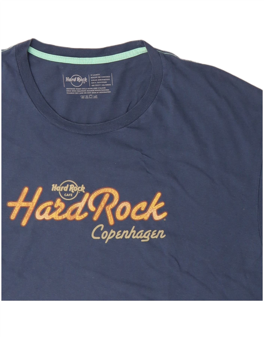 HARD ROCK CAFE T-shirt grafica da uomo Copenhagen Top XL in cotone blu