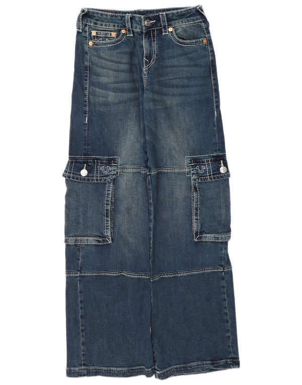 Jeans cargo a gamba larga da donna True Religion W26 L33 cotone blu
