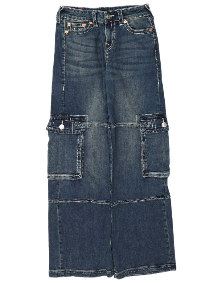 Jeans cargo a gamba larga da donna True Religion W26 L33 cotone blu