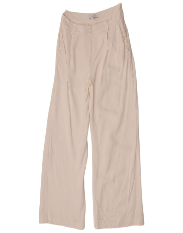 Pantaloni casual a gamba larga da donna Reiss UK 10 piccoli W28 L33 bianchi