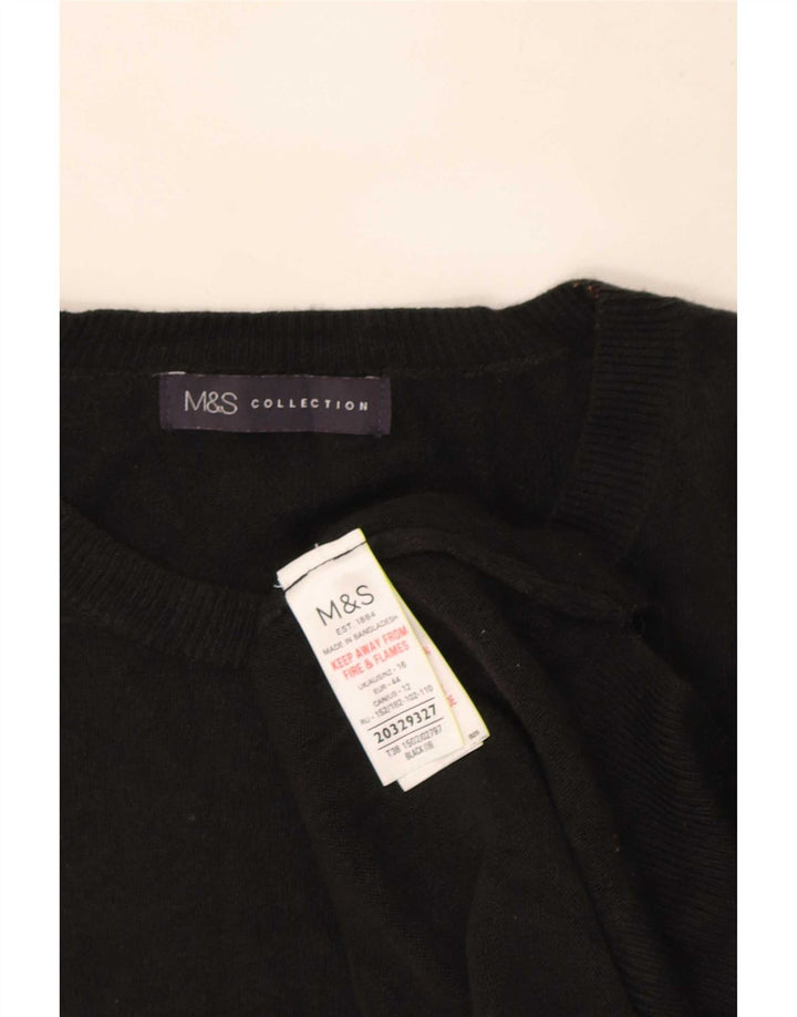 Maglione maglione girocollo oversize da donna Marks & Spencer UK 16 grande nero
