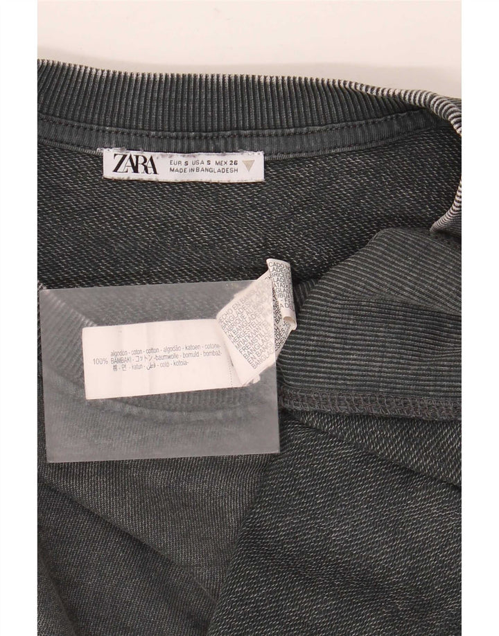 T-shirt corta oversize da donna Zara UK 10 piccola in cotone grigio