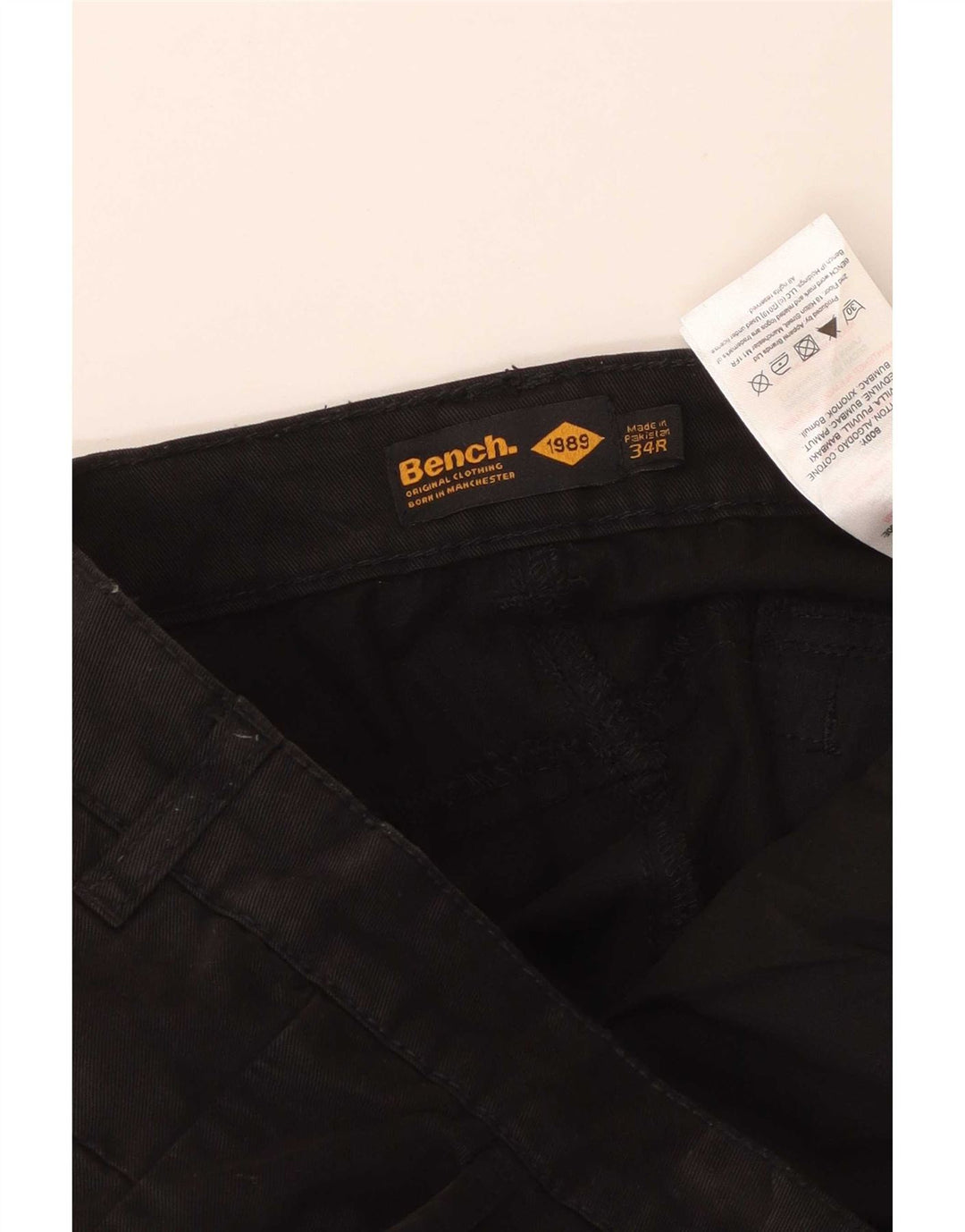 Pantaloni cargo slim da uomo Bench W34 L33 in cotone nero