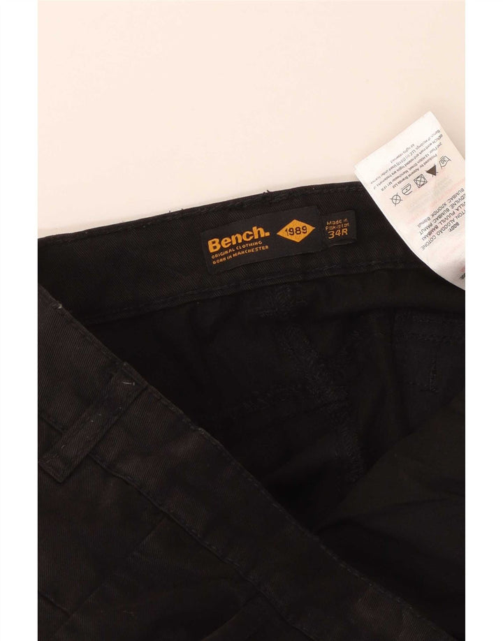 Pantaloni cargo slim da uomo Bench W34 L33 in cotone nero