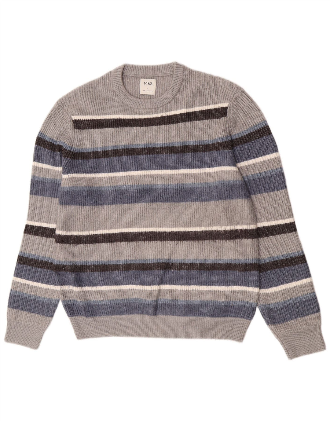 Marks & Spencer Maglione girocollo da uomo a righe grandi multicolori