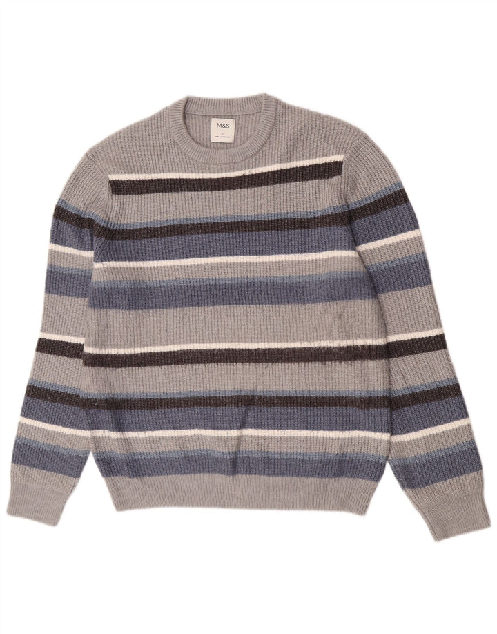 Marks & Spencer Maglione girocollo da uomo a righe grandi multicolori