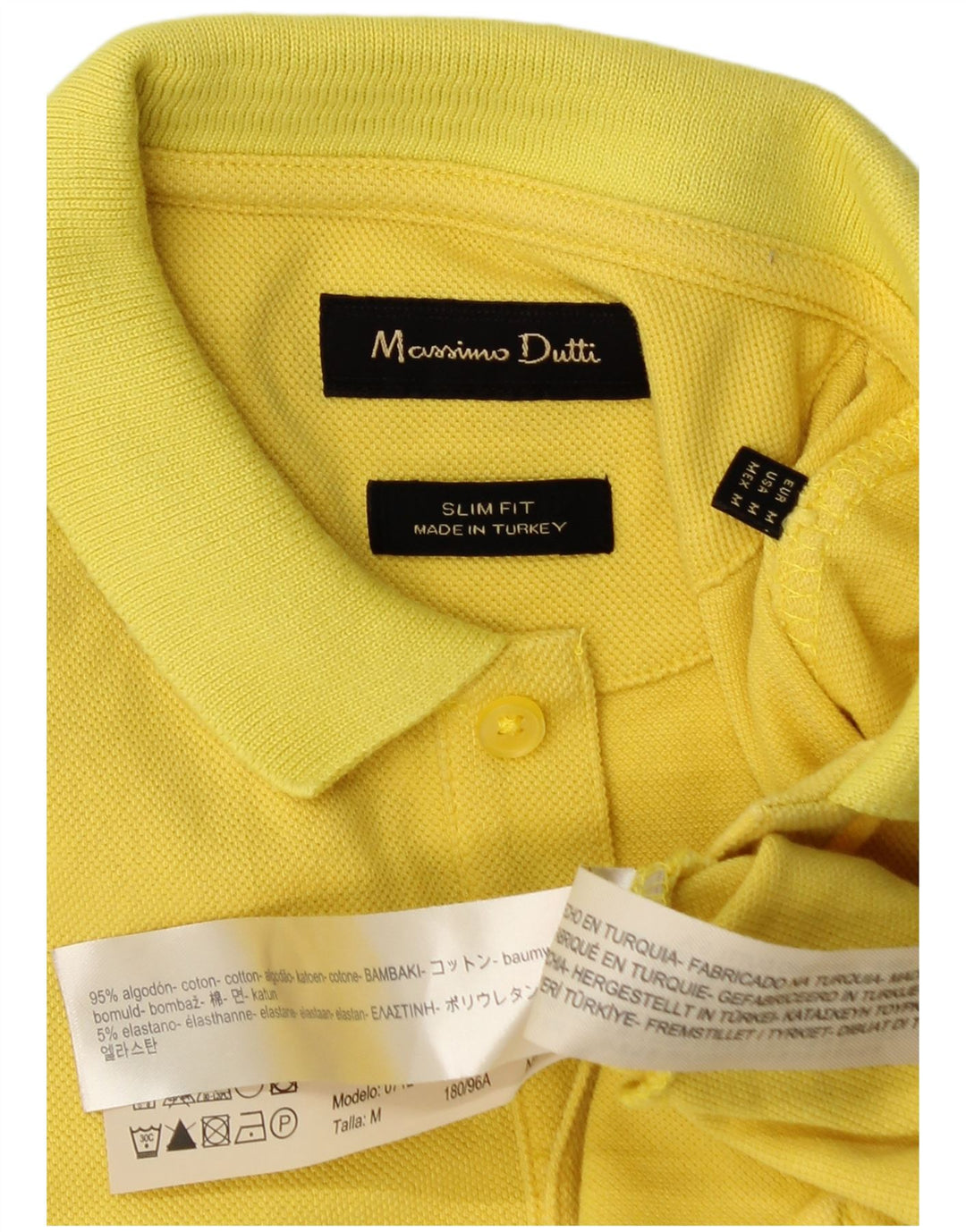 Polo da uomo slim fit Massimo Dutti in cotone giallo medio