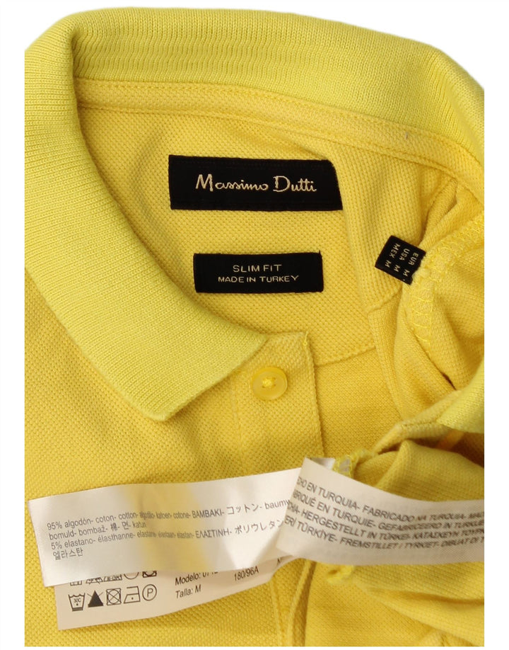 Polo da uomo slim fit Massimo Dutti in cotone giallo medio