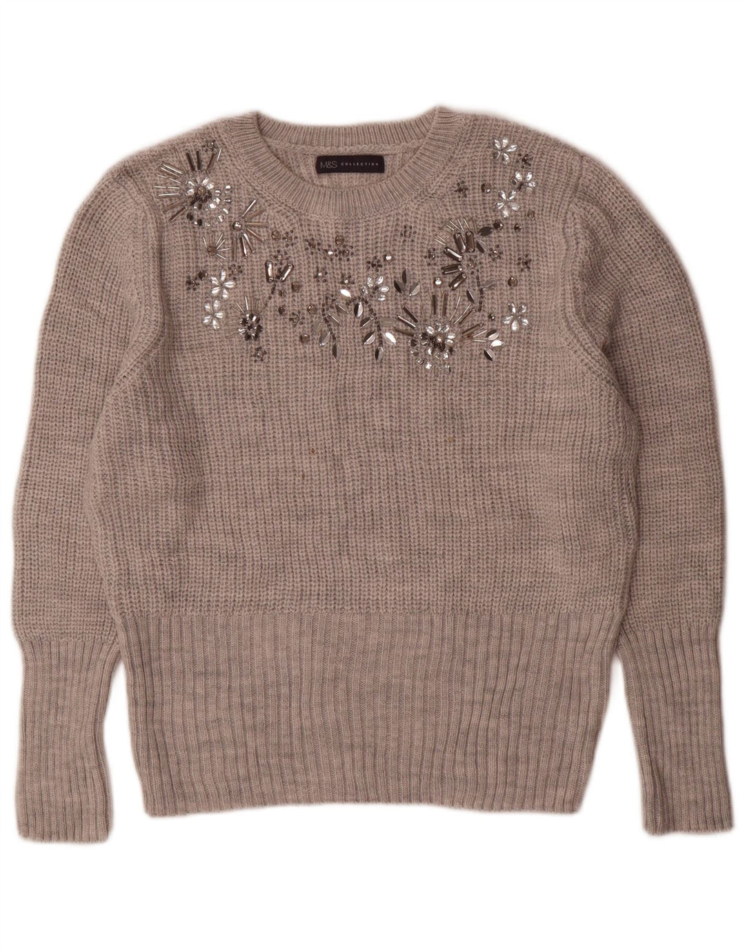 Maglione maglione girocollo da donna Marks & Spencer UK 14 Acrilico grigio medio