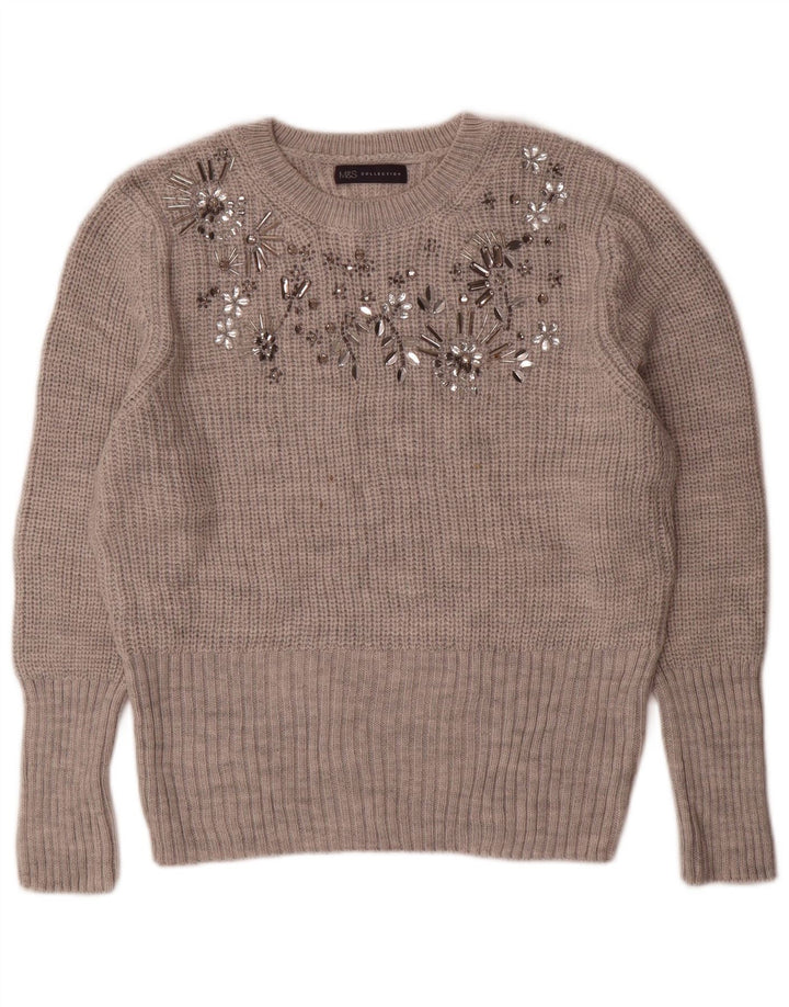 Maglione maglione girocollo da donna Marks & Spencer UK 14 Acrilico grigio medio