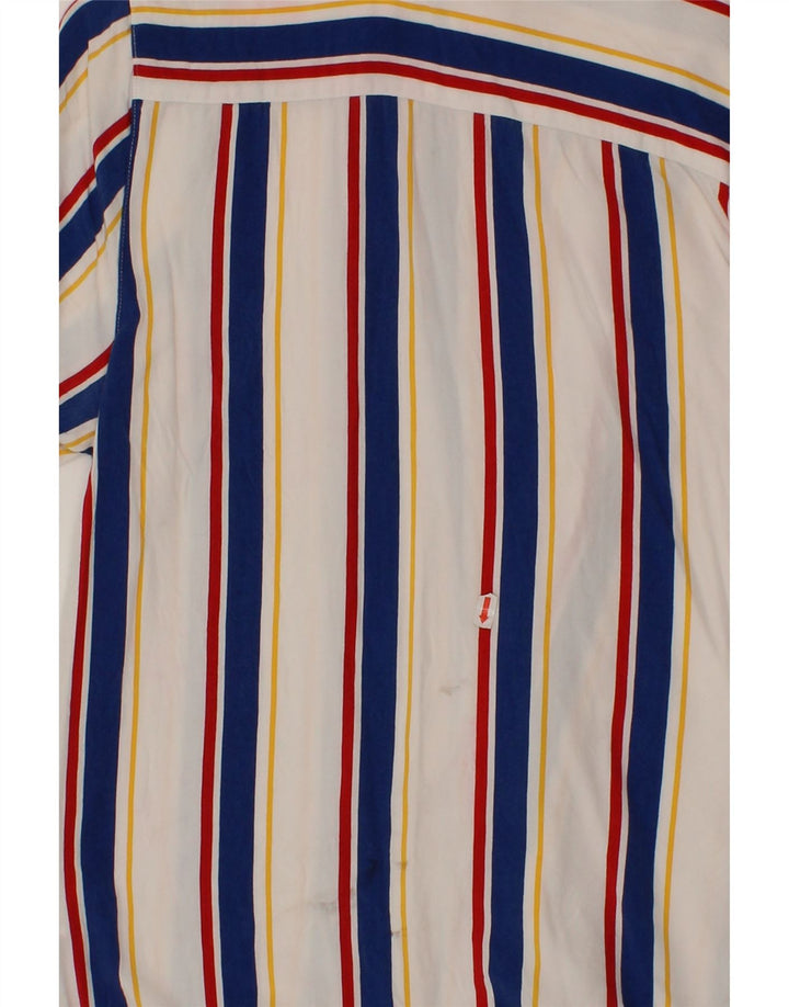 FOREVER 21 Mens Short Sleeve Shirt Medium Navy Blue Striped Cotton Vintage Forever 21 and Second-Hand Forever 21 from Messina Hembry 