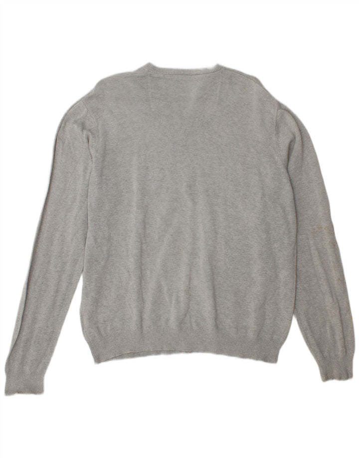 Maglione da uomo Marks & Spencer con scollo a V blu Harbour, grande cotone grigio